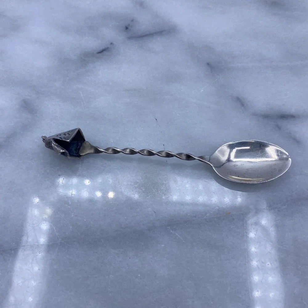 Bell Trading Post Souvenir Spoon Silver Sterling Teepee Twisted Handle
